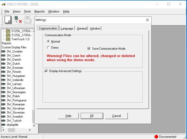 Hyster Forklift ETACC 08.2024 2.42.15 Display Program and Database 7