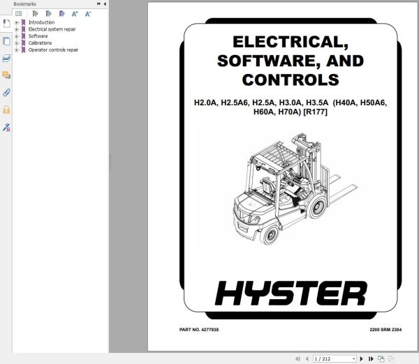 Hyster Forklift H2.0A H3.5A R177 Electrical Software And Controls 4277938 1