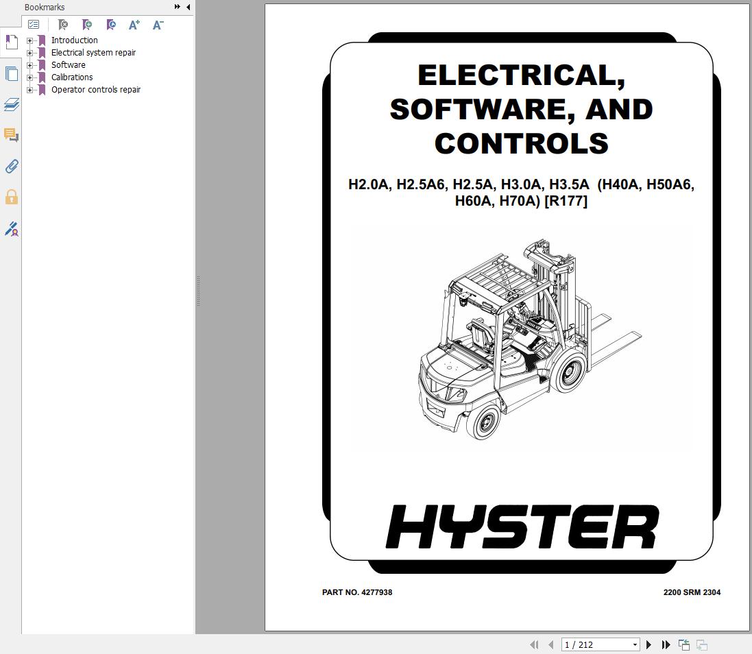 Hyster Forklift H2.0A H3.5A R177 Electrical Software And Controls 4277938 1