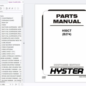 Hyster Forklift H50CT B274 Parts Manual 4120805 2025 1