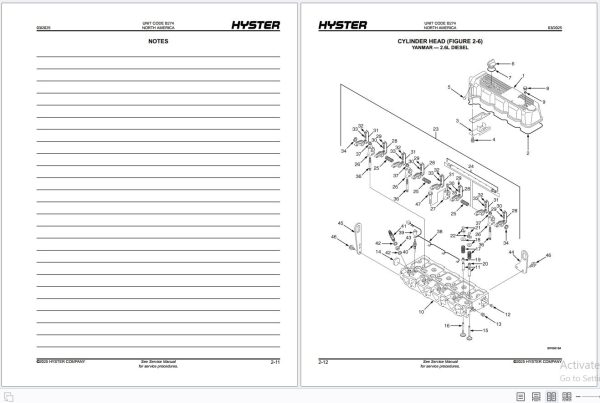 Hyster Forklift H50CT B274 Parts Manual 4120805 2025 2