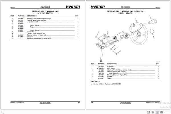 Hyster Forklift H50CT B274 Parts Manual 4120805 2025 3