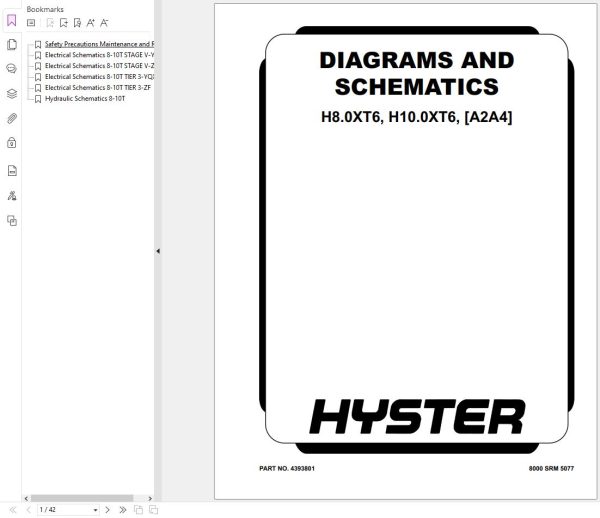 Hyster Forklift H8.0 10.0XT6 A2A4 Service Manual 2024 3