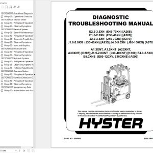 Hyster Forklift J1.5 2.0XNT K160 Service Manual 2024 1