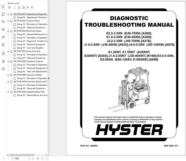 Hyster Forklift J1.5 2.0XNT K160 Service Manual 2024 1
