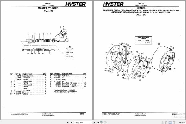 Hyster Forklift SPACESAVER S30E S40E S50E S60ES D002 Parts Manual 99764 1996 2