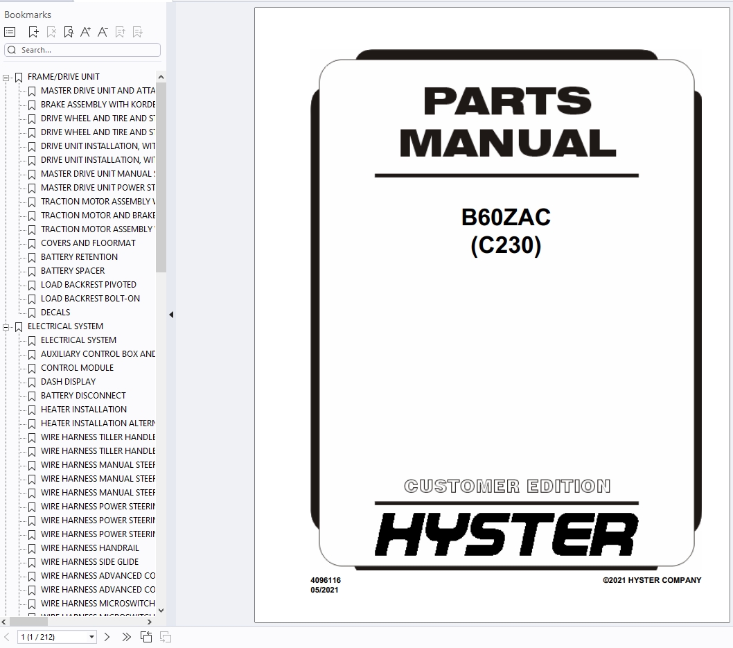 Hyster Forklift Truck 2021 Part Manual PDF 4.07GB 1