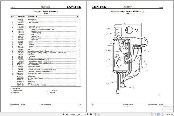 Hyster Forklift W40Z B218 W45Z C215 Parts Manual 1499818 2020 2