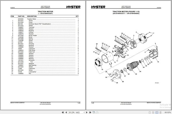 Hyster Forklift WALKIE RIDER B60 80XT C60 80XT B199 Parts Manual 897504 2018 2