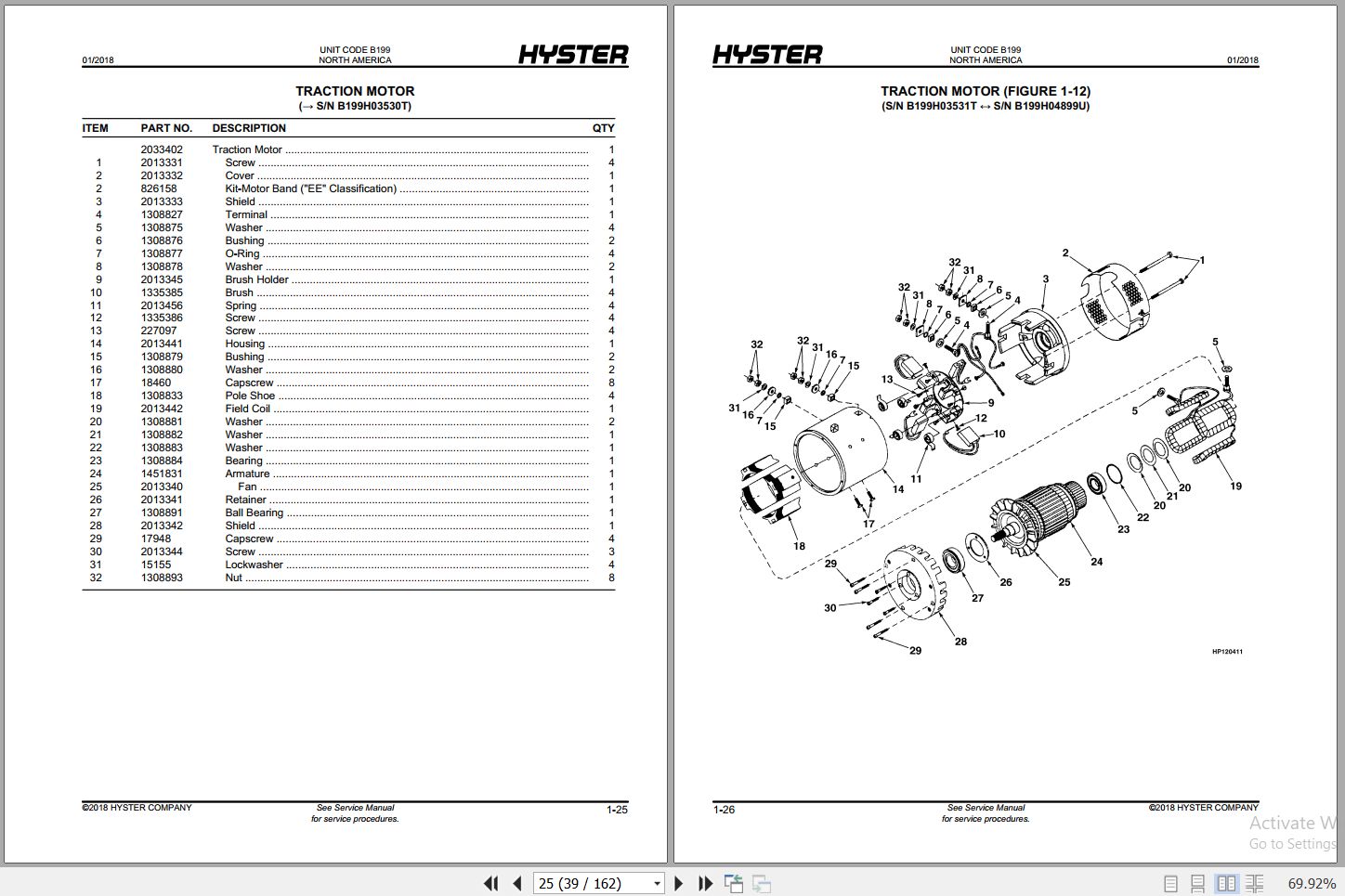 Hyster Forklift WALKIE RIDER B60 80XT C60 80XT B199 Parts Manual 897504 2018 2
