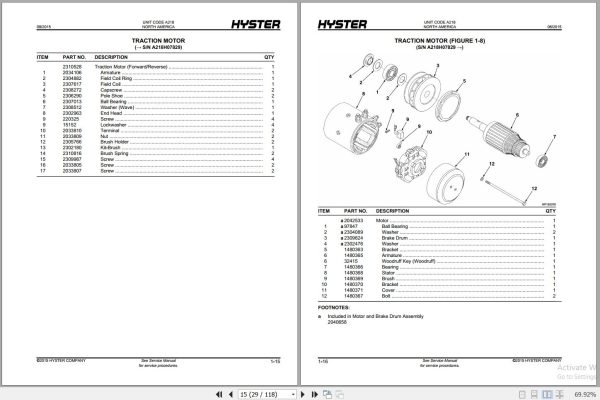 Hyster Forklift WALKIE W40XT A218 Parts Manual 897936 2015 2