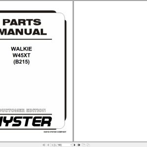Hyster Forklift WALKIE W45XT B215 Parts Manual 897941 2018 1