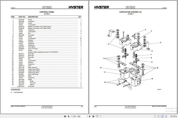 Hyster Forklift WALKIE W45XT B215 Parts Manual 897941 2018 2