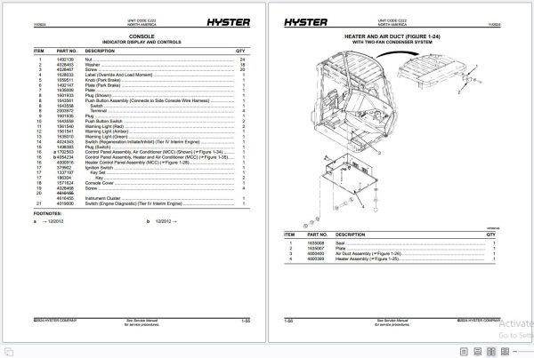 Hyster Reachs Tacker RS45 27CH to RS46 41LS C222 Parts Manual 4038588 2024 2