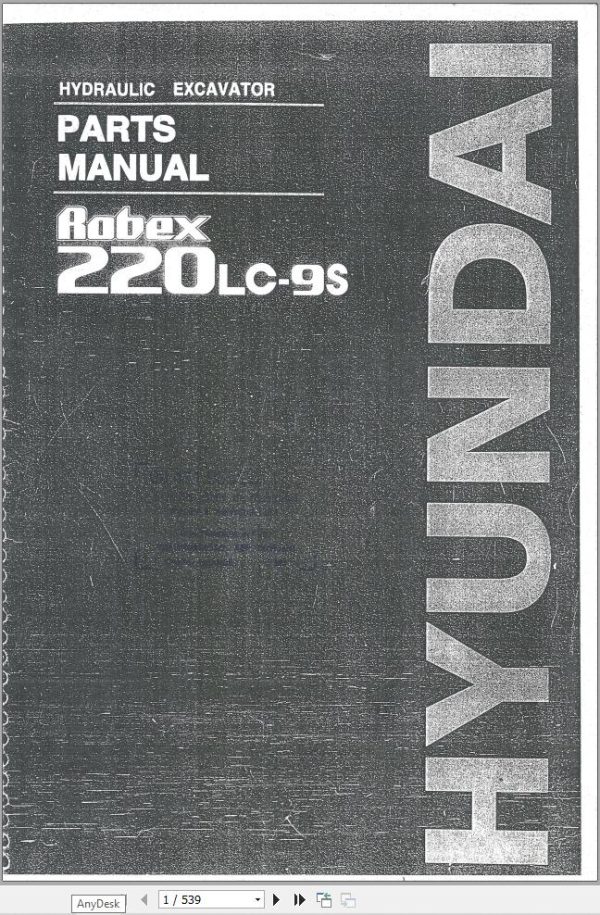 Hyundai Excavator 220LC 9S Parts Catalog EN KO 1