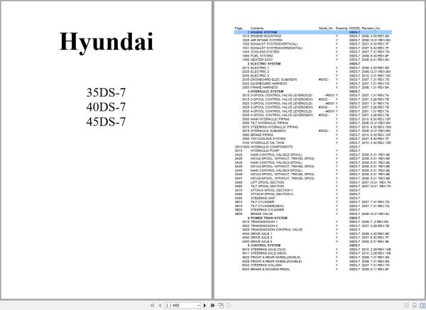 Hyundai Forklift 35DS 7 40DS 7 45DS 7 Parts Catalog 1