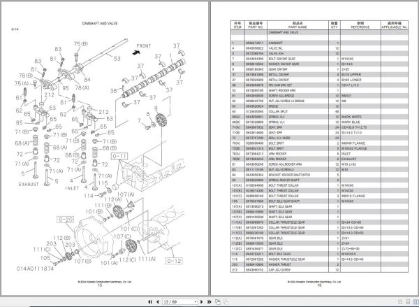 Isuzu Engine 6HK1XBJK01 Parts Catalog 2