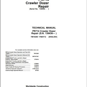 John Deere Crawler Dozer PR714 Technical Manual TM10269 1