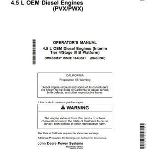 John Deere Diesel Engine 4.5L PVX 4.5L PWX Operators Manual OMRG38827 1