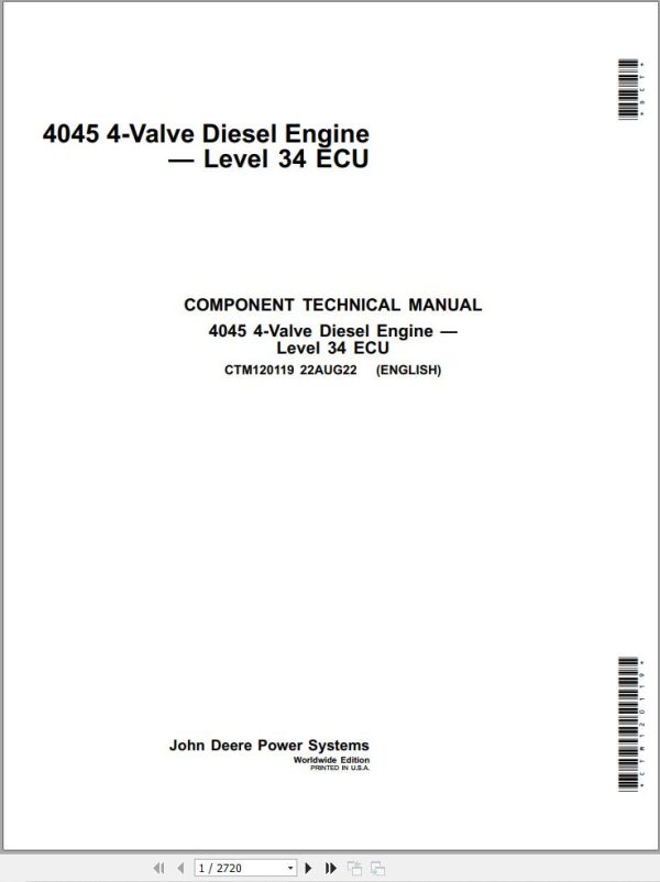 John Deere Diesel Engine 4045 4 Valve Component Technical Manual CTM120119 1