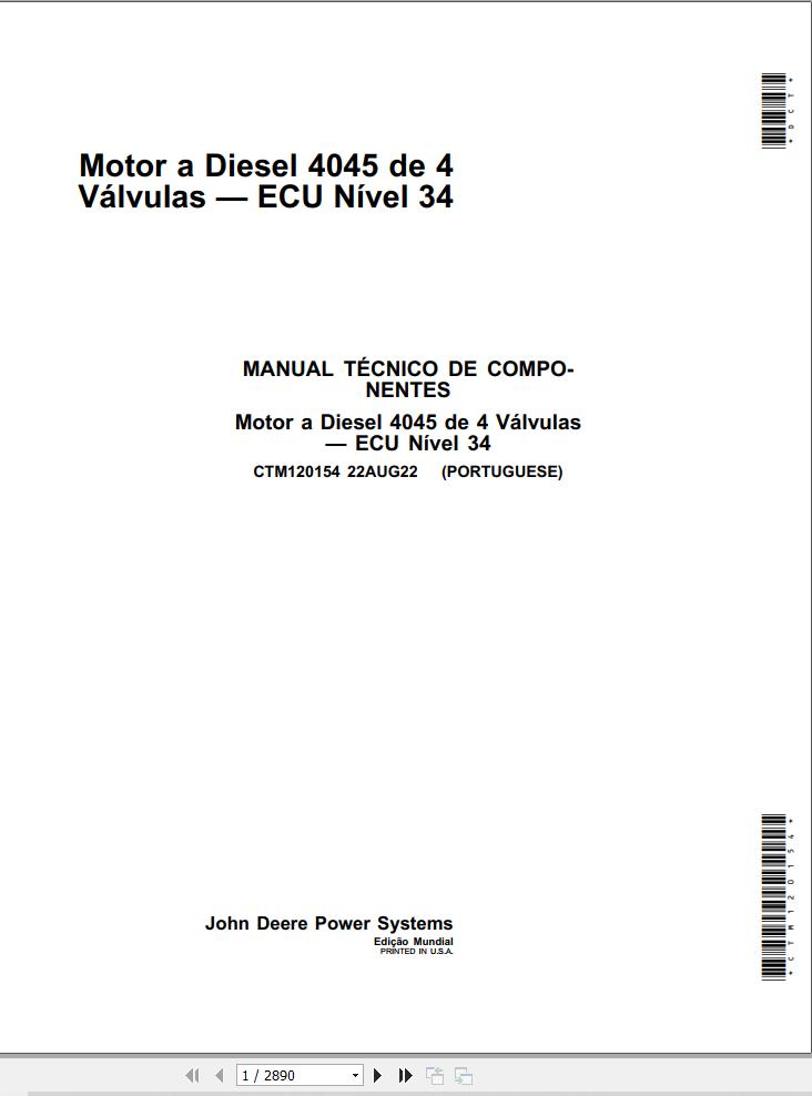 John Deere Diesel Engine 4045 4 Valve Component Technical Manual CTM120154 PT 1
