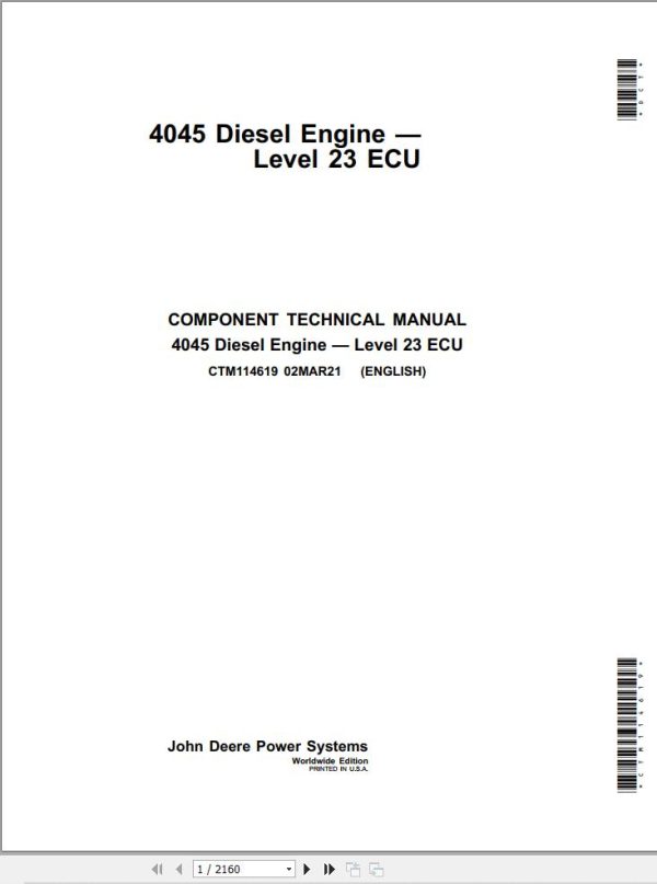John Deere Diesel Engine 4045 Component Technical Manual CTM114619 1