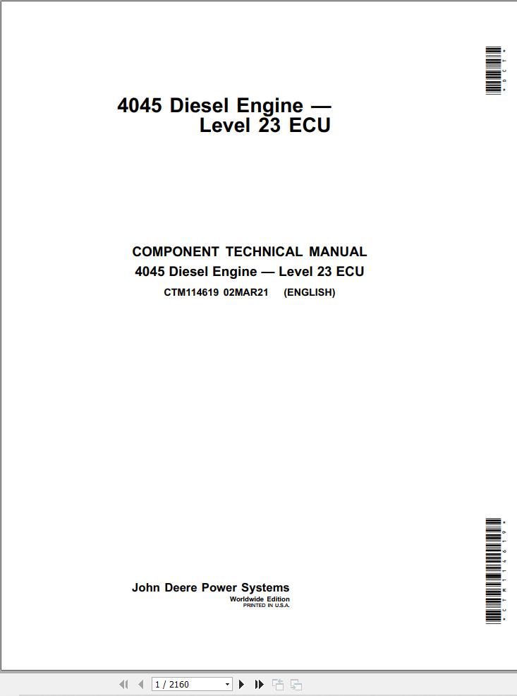 John Deere Diesel Engine 4045 Component Technical Manual CTM114619 1