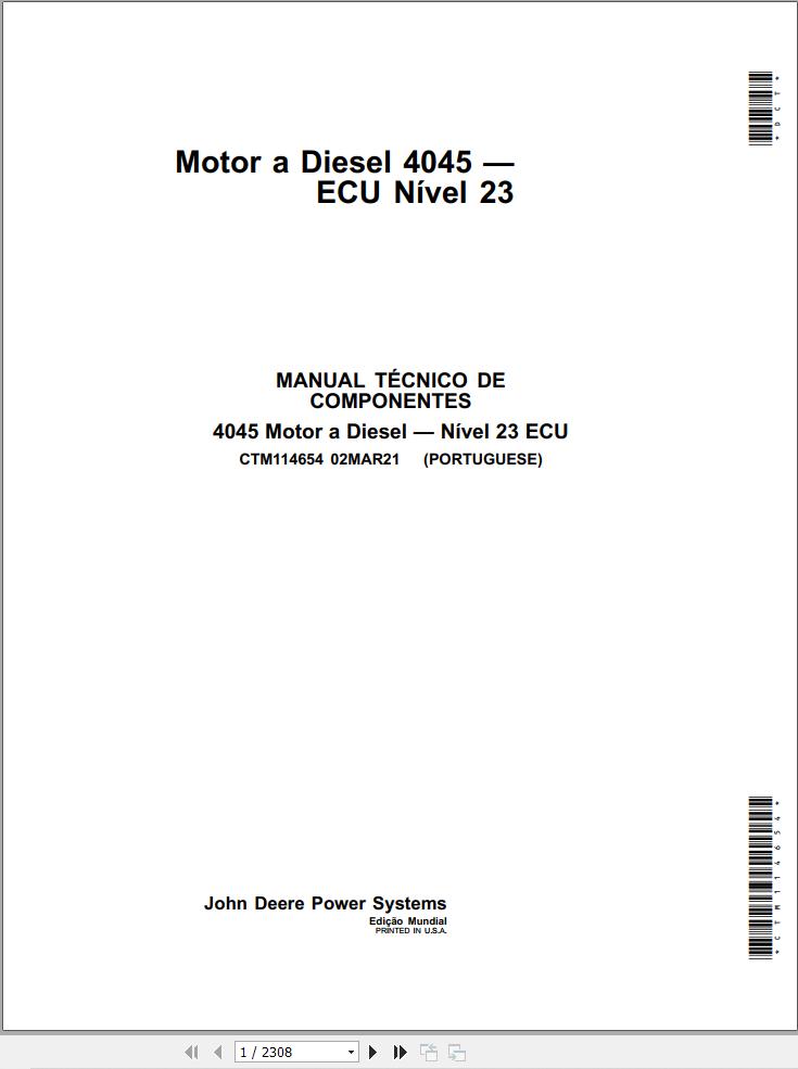 John Deere Diesel Engine 4045 Component Technical Manual CTM114654 PT 1