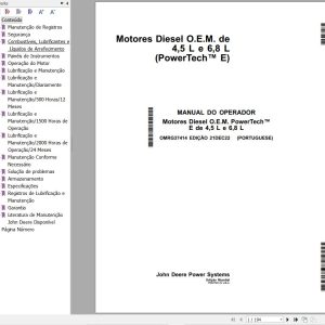 John Deere Engine 4.5L 6.8L PowerTech E Operators Manual And Diagram OMRG37414 PT 1