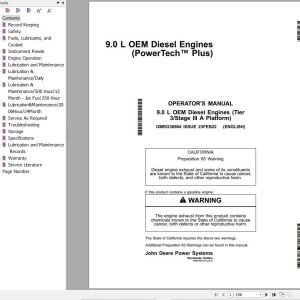 John Deere Engine 9.0L PowerTech Plus Operators Manual OMRG36864 1