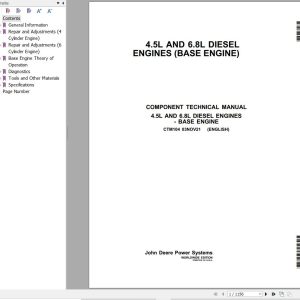 John Deere Engines 4.5L 6.8L Component Technical Manual CTM104 1