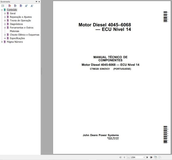 John Deere Engines 4045 6068 Level 14 ECU Component Technical Manual CTM328 PT 1