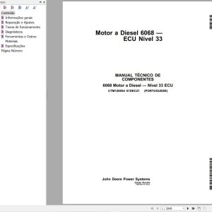 John Deere Engines 6068 Level 33 ECU Component Technical Manual CTM120054 PT 1