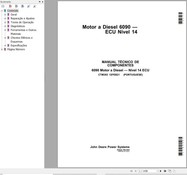 John Deere Engines 6090 Level 14 ECU Component Technical Manual CTM393 PT 1