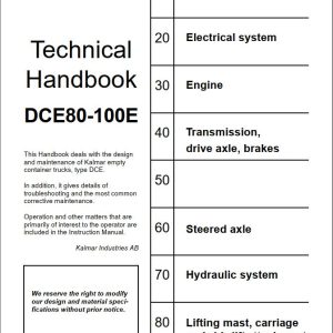 Kalmar Forklift DCE80 100E Technical Handbook TDCE01.02GB 1