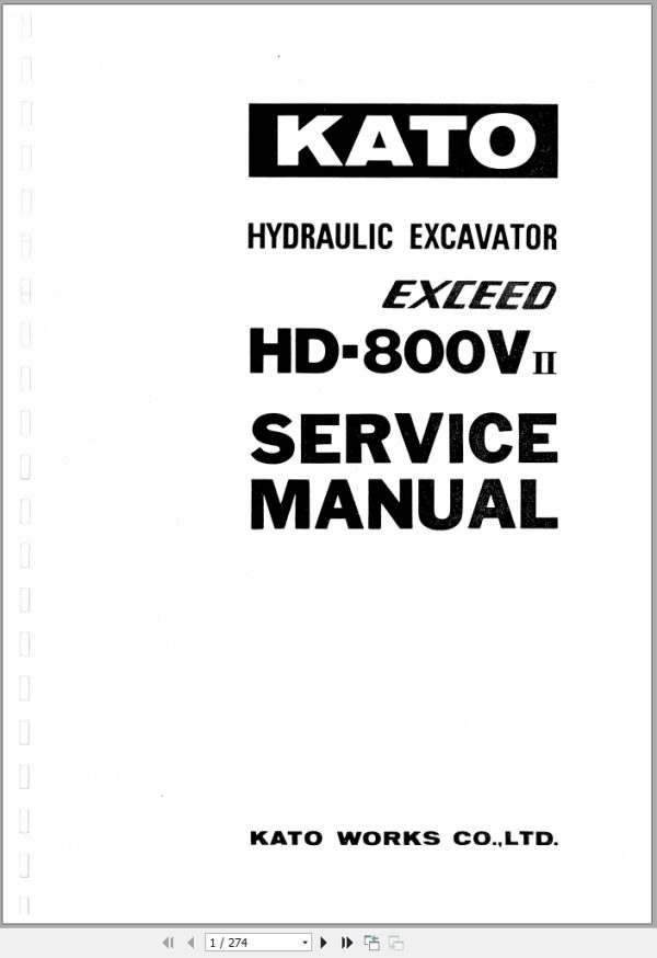 Kato Hydraulic Excavator Exceed HD 800VII Service Manual 1