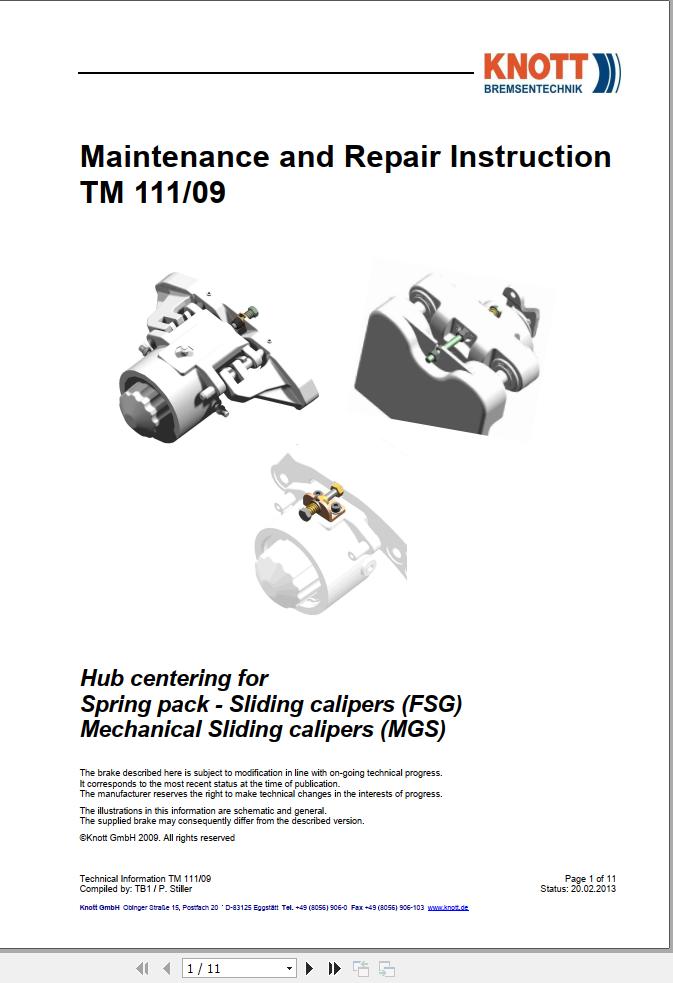 Knott Brake System TM 111 09 Maintenance and Repair Instruction 1