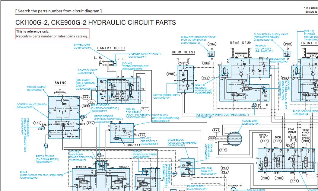 Kobelco Crawler Crane CK1100G 2 Electric Hydraulic Circuit Diagrams 1