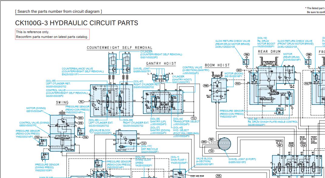 Kobelco Crawler Crane CK1100G 3 Electric Hydraulic Circuit Diagrams 1