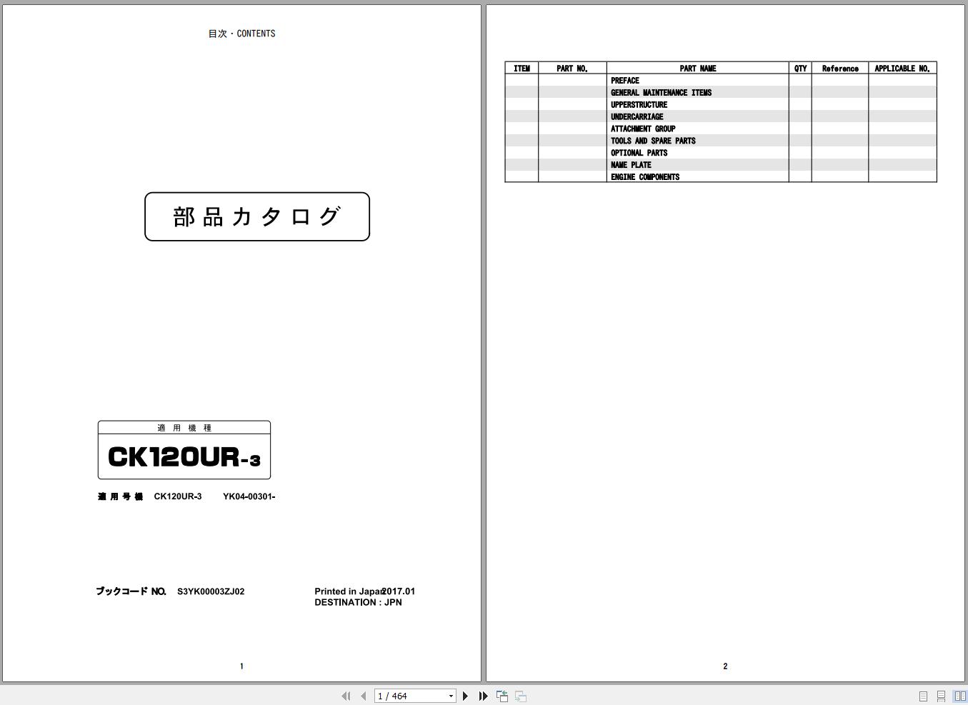 Kobelco Crawler Crane CK120UR 3 Parts Catalog S3YK00003ZJ 1