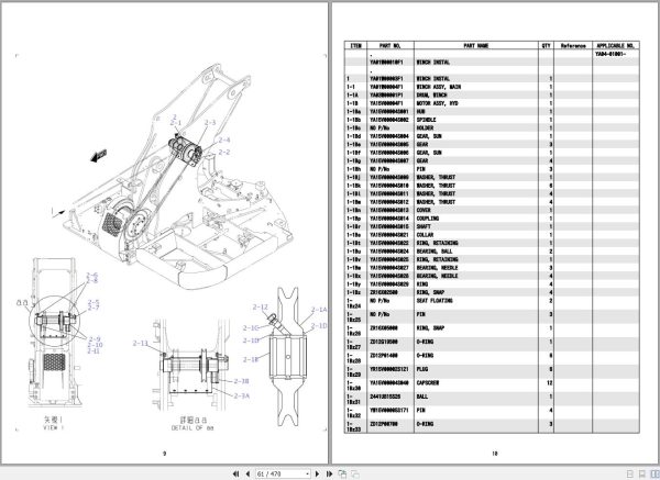 Kobelco Crawler Crane CK90UR 3 Parts Catalog S3YA00008ZJ 2