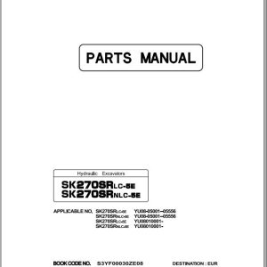Kobelco Excavator SK270SRLC 5E SK270SRNLC 5E Parts Catalog S3YF00030ZE08 1