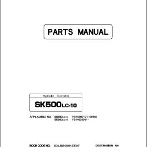 Kobelco Excavator SK500LC 10 STD NORTH AMERICA Parts Catalog S3LSS0001ZE07 1