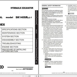 Kobelco Hydraulic Excavator SK140SRLC 7 Shop Manual S5YY0036E01 1