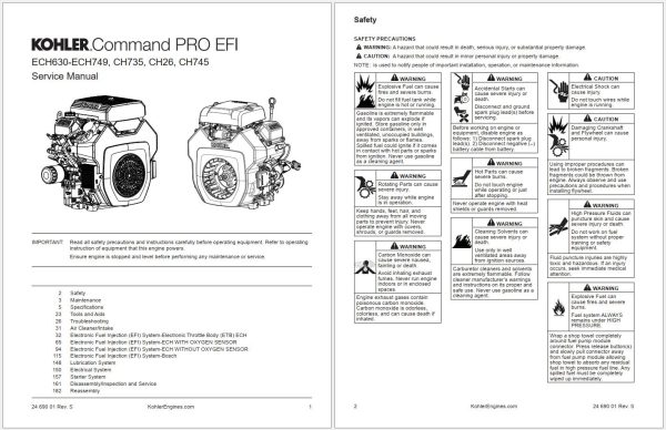 Kohler Engines PDF 450MB Owners Service Manual Diagrams 1