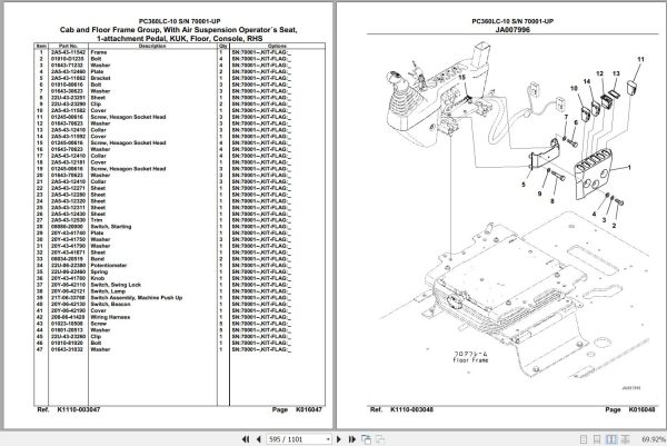 Komatsu Excavator PC360LC 10 70001 Up Spare Parts Catalog 2