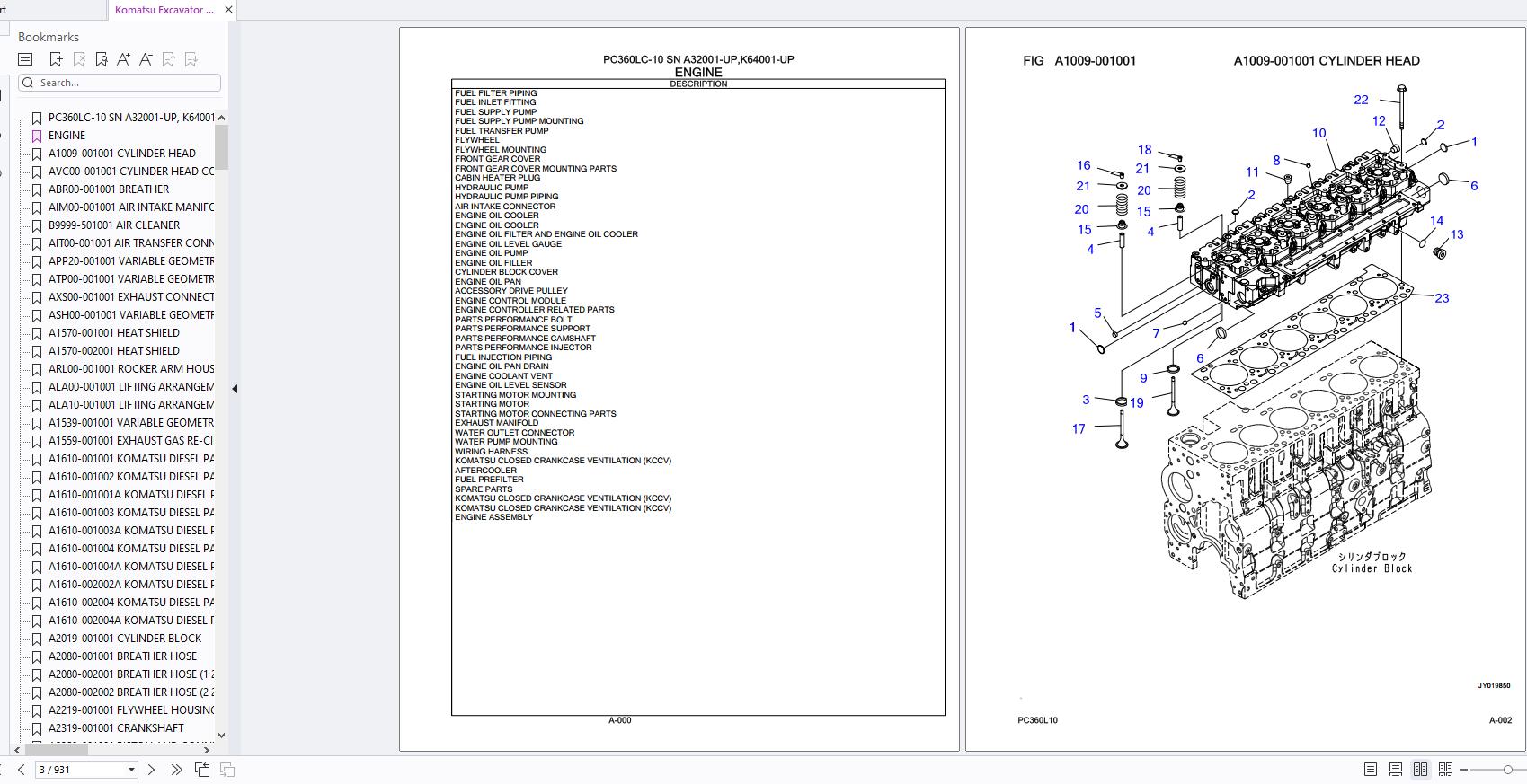 Komatsu Excavator PC360LC 10 A32001 UP K64001 UP Spare Parts Catalog 1