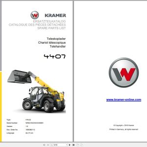 Kramer Telehandlers 4407 Spare Parts List 1000382112 1
