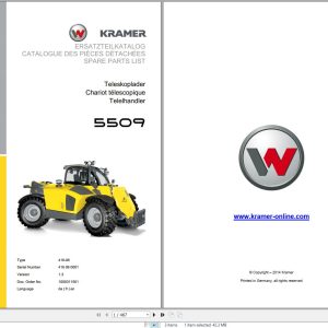 Kramer Telehandlers 5509 Spare Parts List 1000311561 1