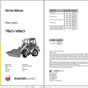 Kramer Wheel Loader 750 850 Service Manual and Diagram 1000183988 1
